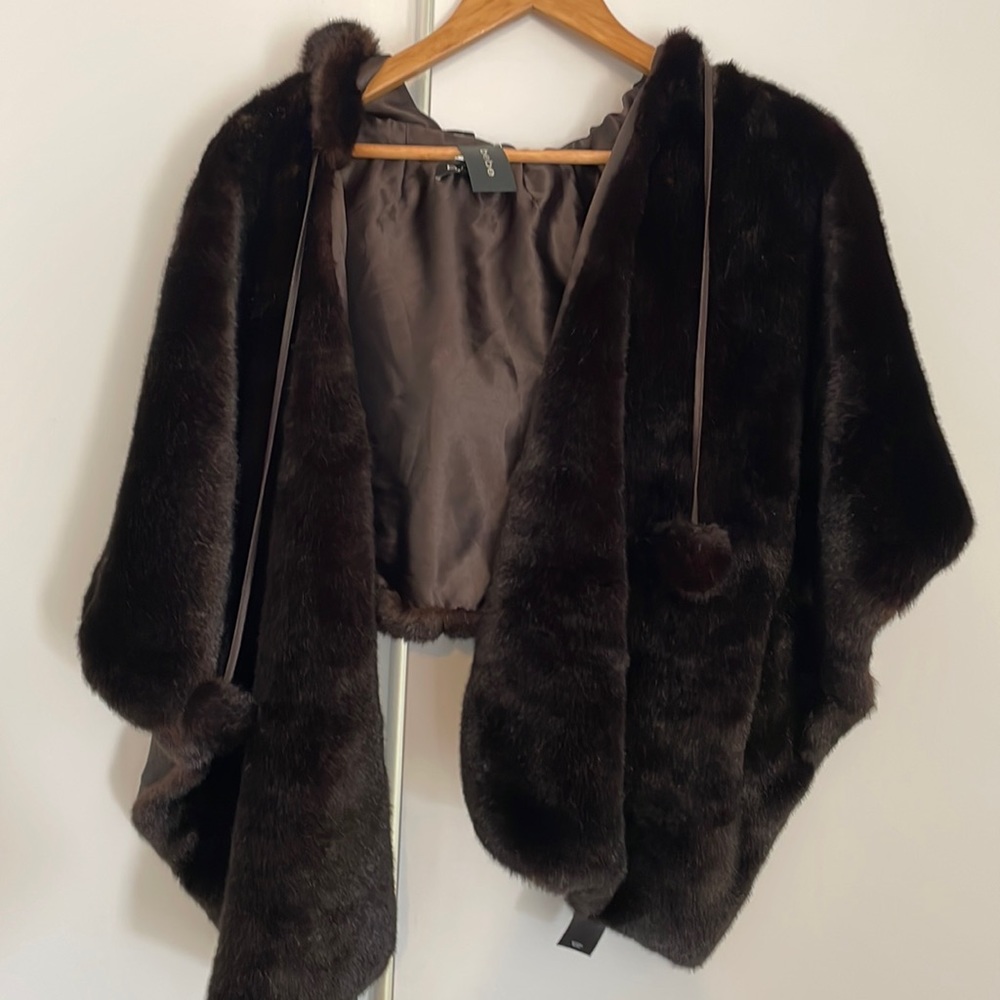 Dark brown mink shawl from Bebe